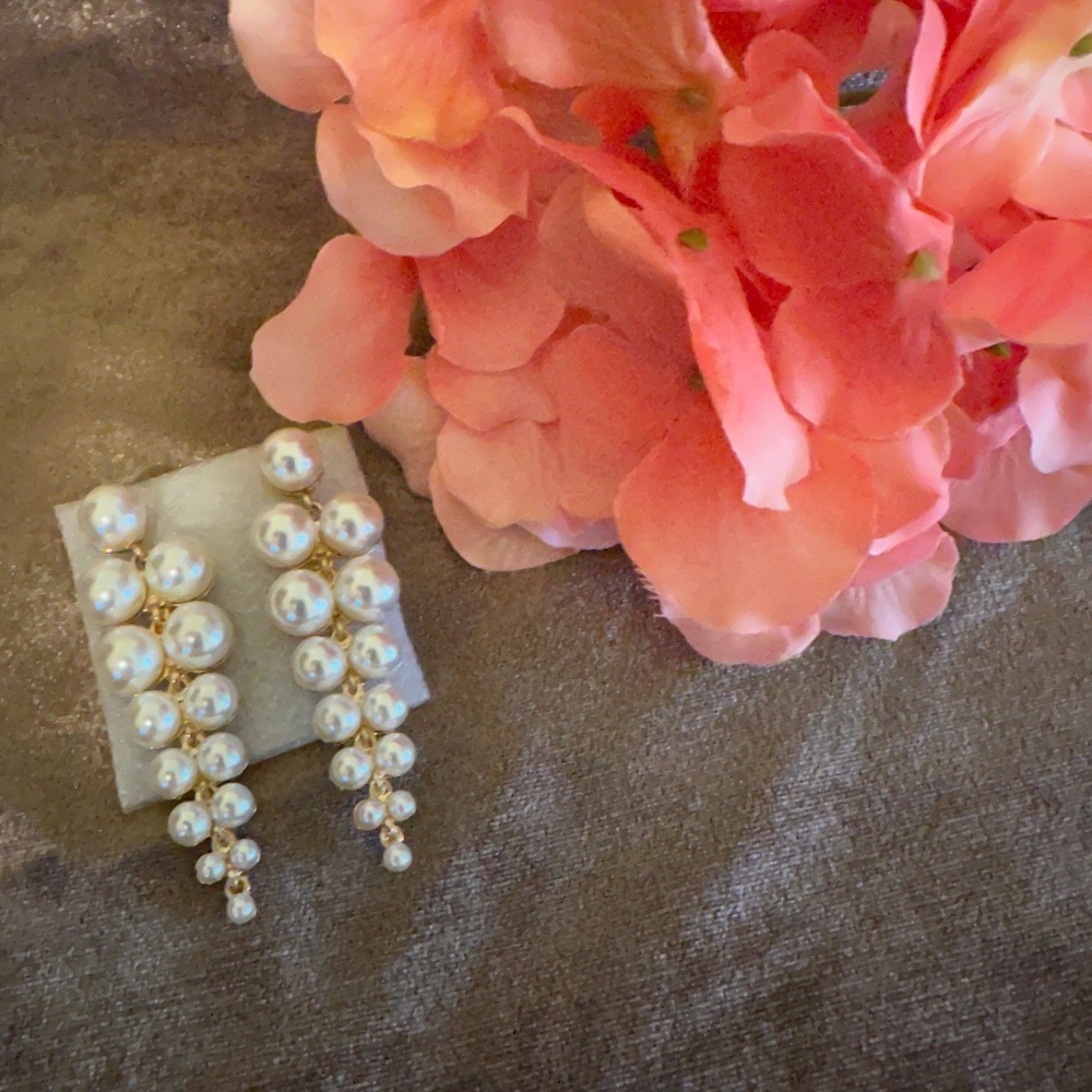 Double Strand Faux Pearl Long Earrings